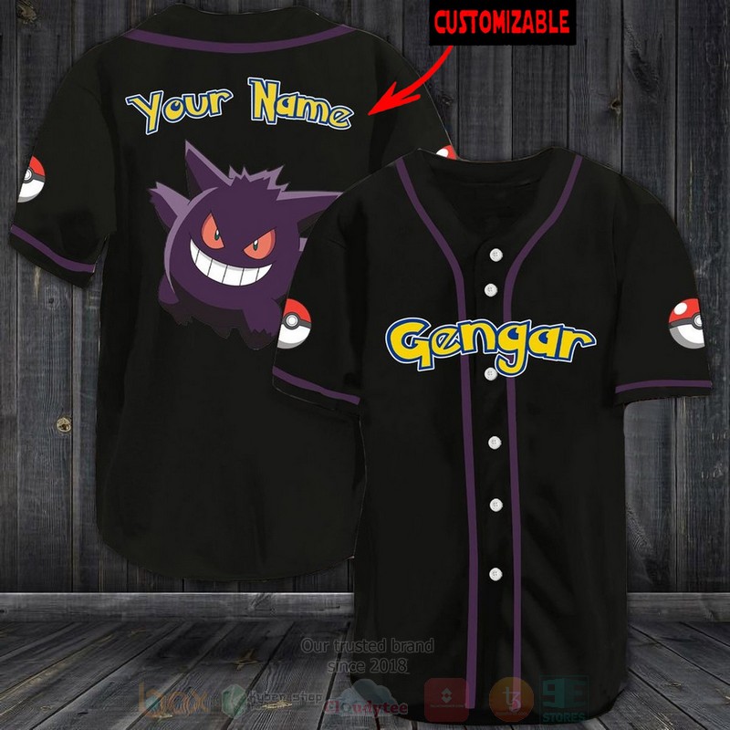 Gengar Pokemon Custom Name Baseball Jersey Shirt Gengar Pokemon Custom Name Baseball Jersey Shirt