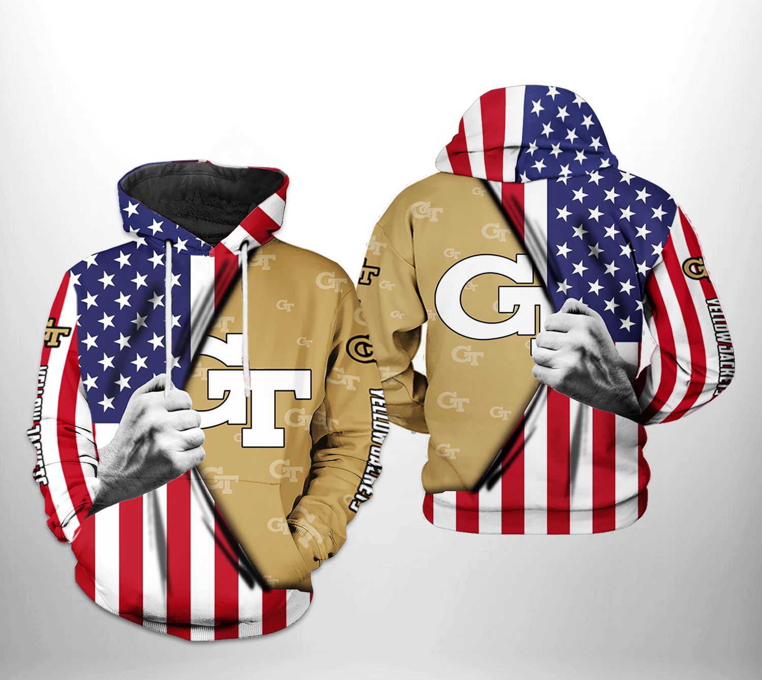 Georgia Tech Yellow Jackets NCAA US FLag 3D Printed Hoodie/Zipper Hoodie - bf292499babd Georgia Tech Yellow Jackets NCAA US FLag 3D Printed Hoodie/Zipper Hoodie - bf292499babd