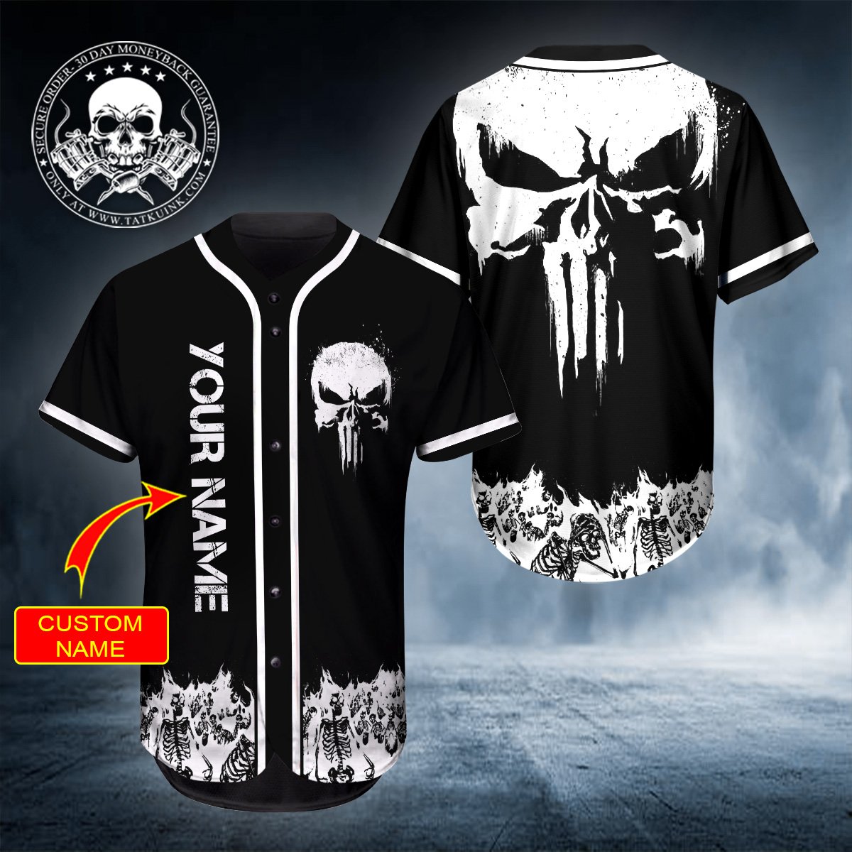 Ghost Head Personalized Skull Baseball Jersey Ghost Head Personalized Skull Baseball Jersey
