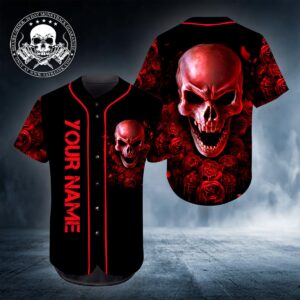 Ghost Rose Blood Skull Personalized Baseball Jersey