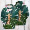 Giraffe And Hibiscus Flower 3D Printed Hoodie/Zipper Hoodie - 3b417d95cb06