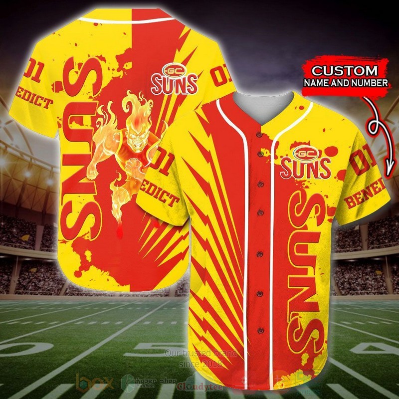 Gold Coast Suns Afl Personalized Baseball Jersey Gold Coast Suns Afl Personalized Baseball Jersey