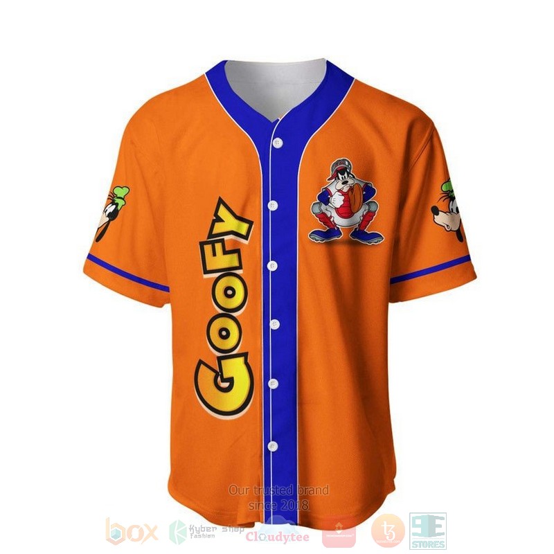 Goofy Dog Disney All Over Print Orange Baseball Jersey Goofy Dog Disney All Over Print Orange Baseball Jersey