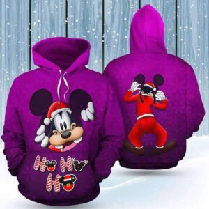 Goofy Peeking Santa Christmas Purple 3D Printed Hoodie/Zipper Hoodie - 6fe2fec4ade3