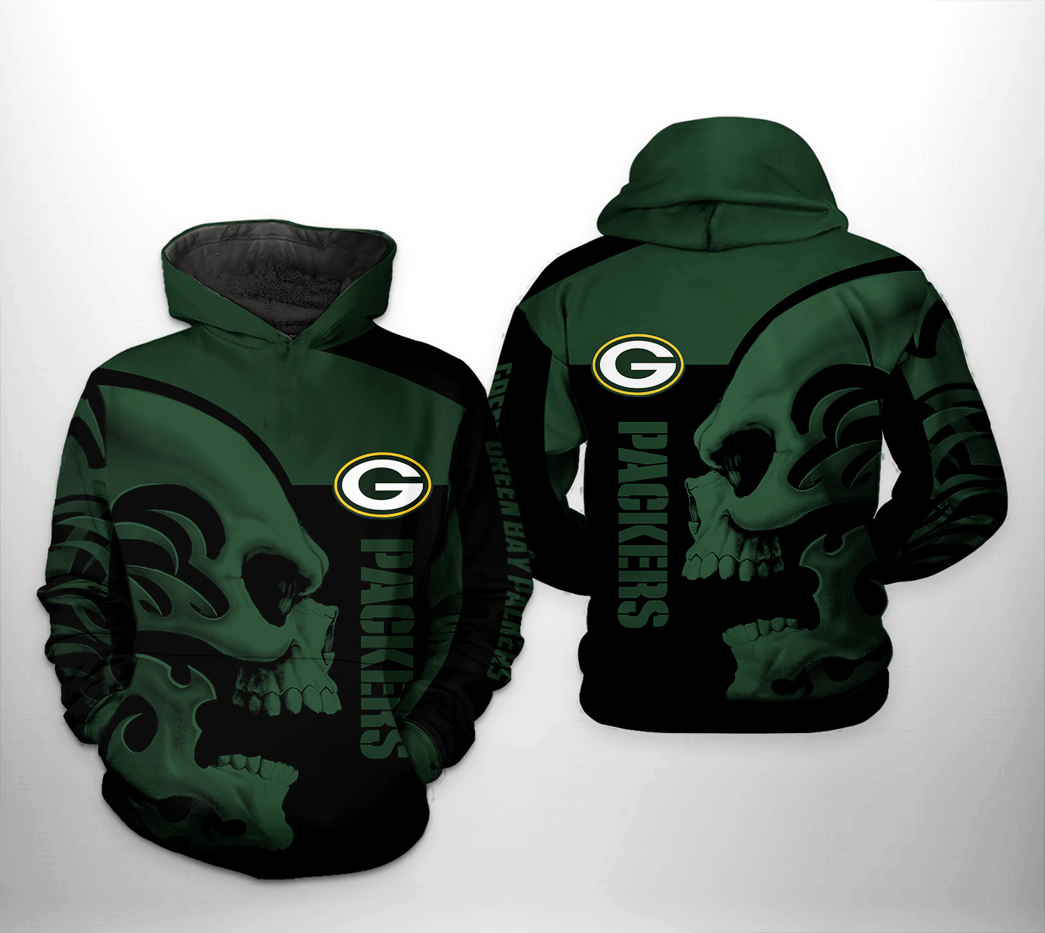 Green Bay Packers NFL Skull 3D Printed Hoodie/Zipper Hoodie - 4c6202176653 Green Bay Packers NFL Skull 3D Printed Hoodie/Zipper Hoodie - 4c6202176653