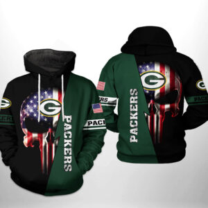 Green Bay Packers NFL US Flag Skull Team 3D Printed Hoodie/Zipper Hoodie - 99547c268e3d