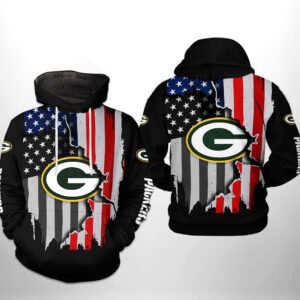 Green Bay Packers NFL US Flag Team 3D Printed Hoodie/Zipper Hoodie - c3e362070743