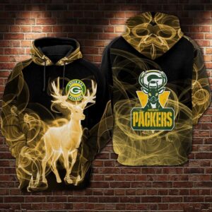 Green Bay Packers Nfl Football Smoke Deer 3D Hoodie Sweatshirt For Fans Men Women Green Bay Packers All Over Printed Hoodie. Green Bay Packers 3D Full Printing Shirt - fe9f10c58e6f