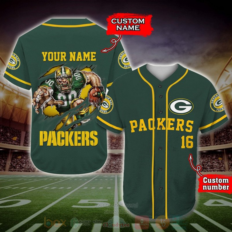 Green Bay Packers Nfl Personalized Baseball Jersey Green Bay Packers Nfl Personalized Baseball Jersey