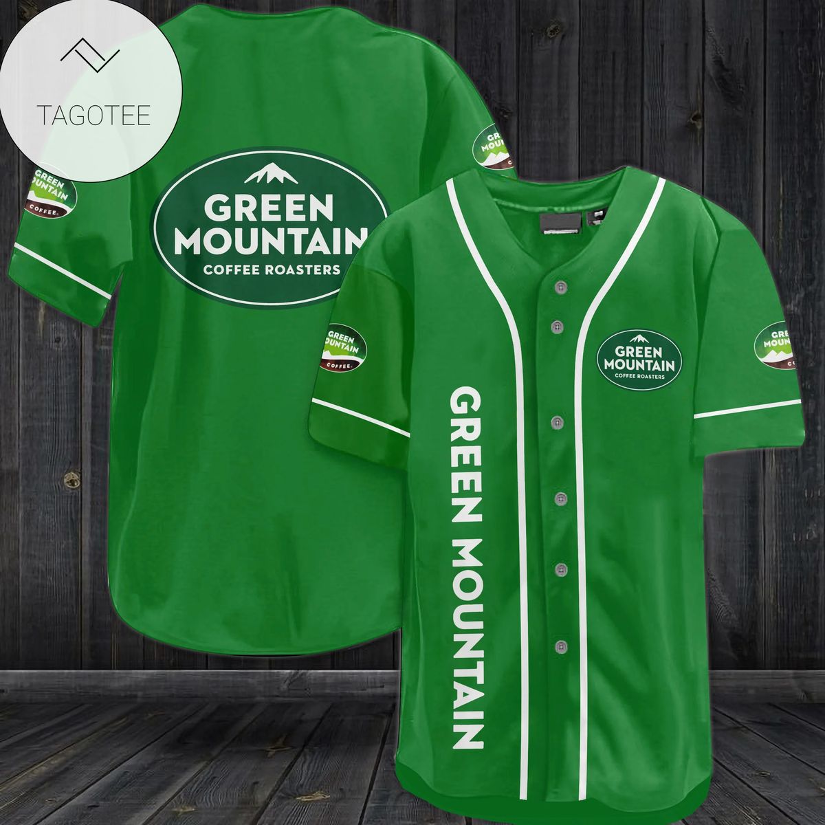 Green Mountain Coffee Roasters Logo Baseball Jersey Shirt Green Mountain Coffee Roasters Logo Baseball Jersey Shirt