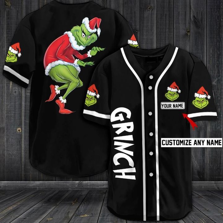 Grinch Custom Name Baseball Jersey Shirt Grinch Custom Name Baseball Jersey Shirt