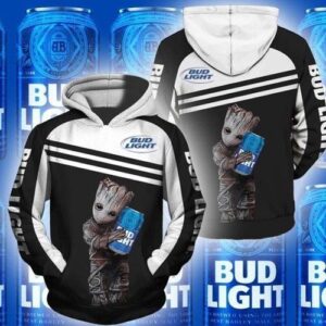 Groot Hug Bud Light Pullover And Zippered Hoodies Custom 3d Graphic Printed 3d Hoodie All Over Print Hoodie For Men For Women - a5a8b5054825
