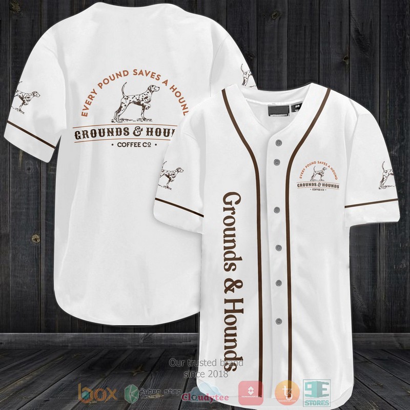 Grounds & Hounds Coffee Co White Baseball Jersey Grounds & Hounds Coffee Co White Baseball Jersey