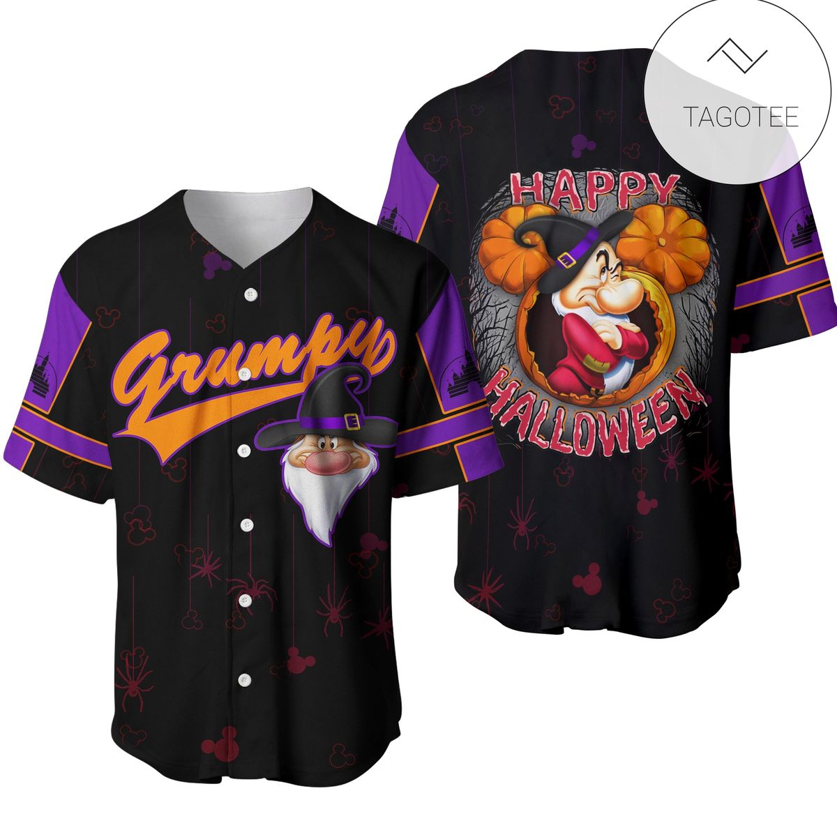 Grumpy Happy Halloween Gift Disney Gift Baseball Jersey- Tagotee Grumpy Happy Halloween Gift Disney Gift Baseball Jersey- Tagotee