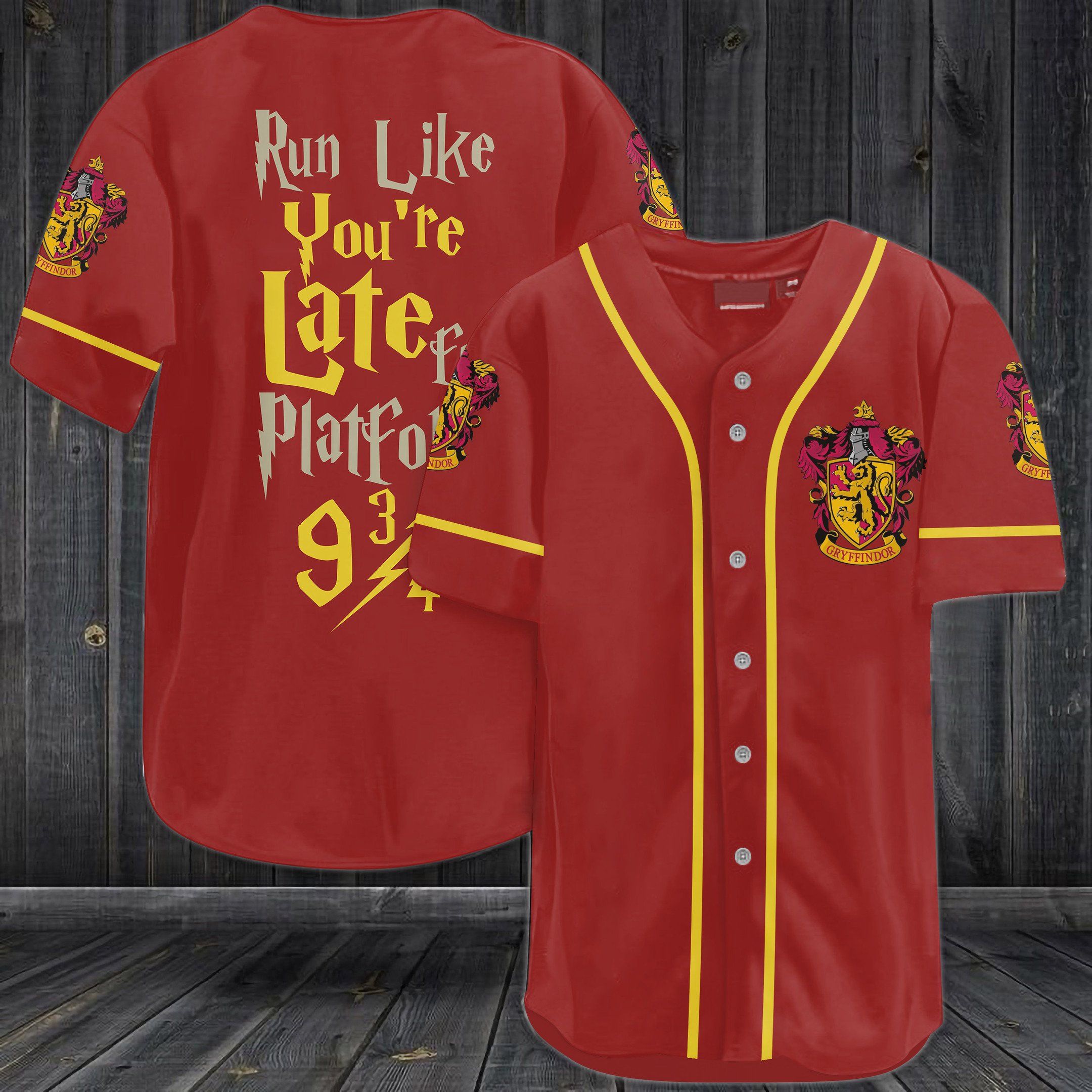Gryffindor Harry Potter Run Like You’Re Late For Platform Yellow Baseball Jersey Gryffindor Harry Potter Run Like You’Re Late For Platform Yellow Baseball Jersey
