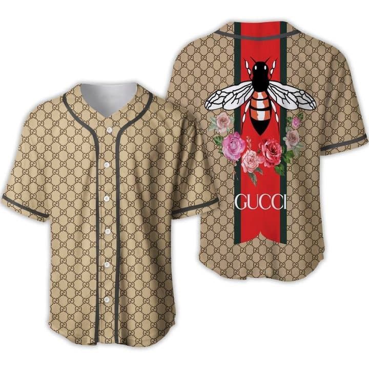 Gucci Bee Flowers Baseball Jersey Gucci Bee Flowers Baseball Jersey