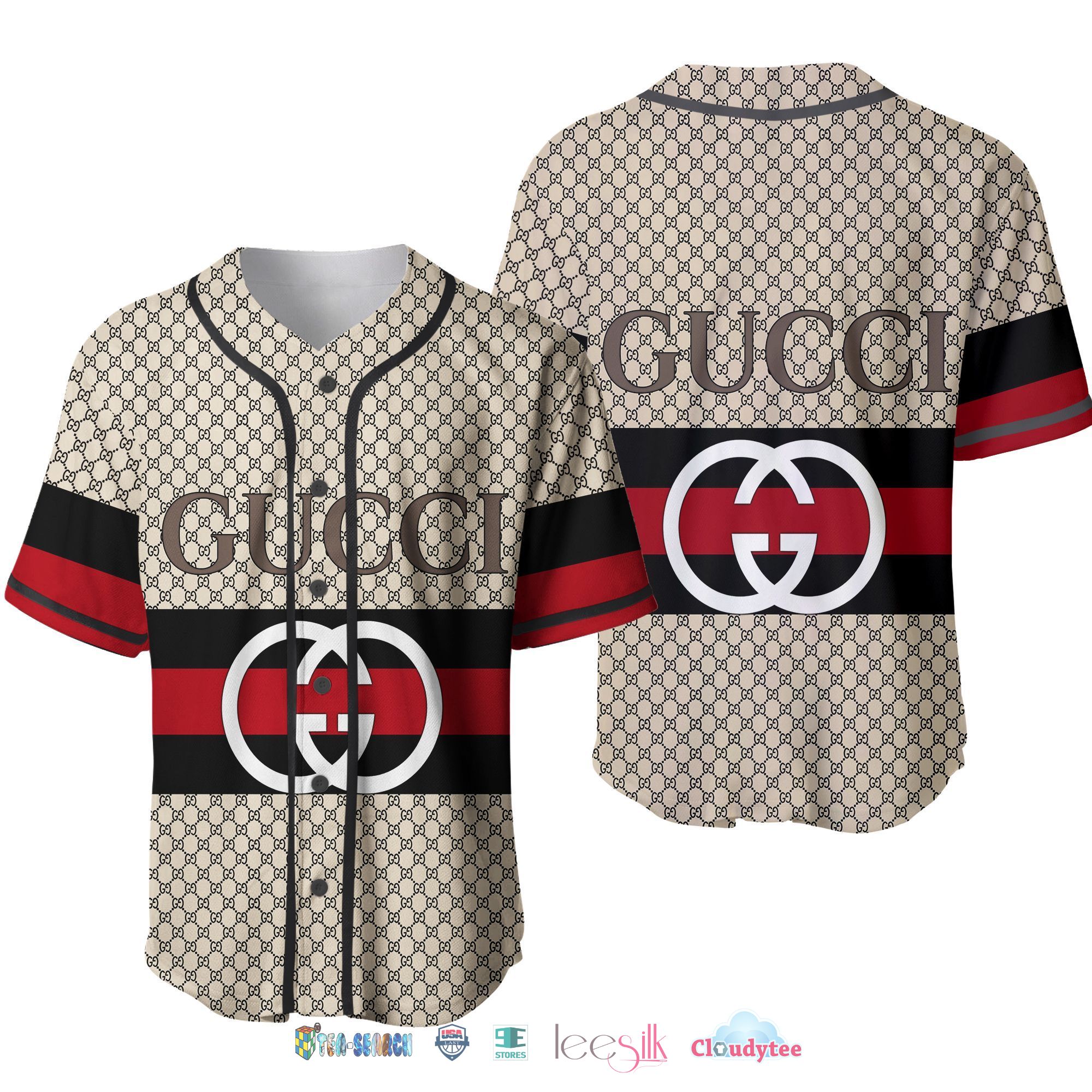 Gucci Black Red Baseball Jersey Shirt Gucci Black Red Baseball Jersey Shirt