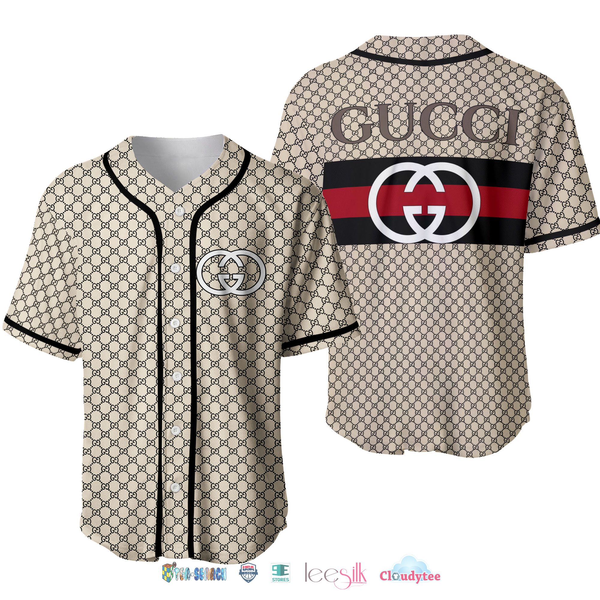 Gucci Cream Baseball Jersey Shirt Gucci Cream Baseball Jersey Shirt
