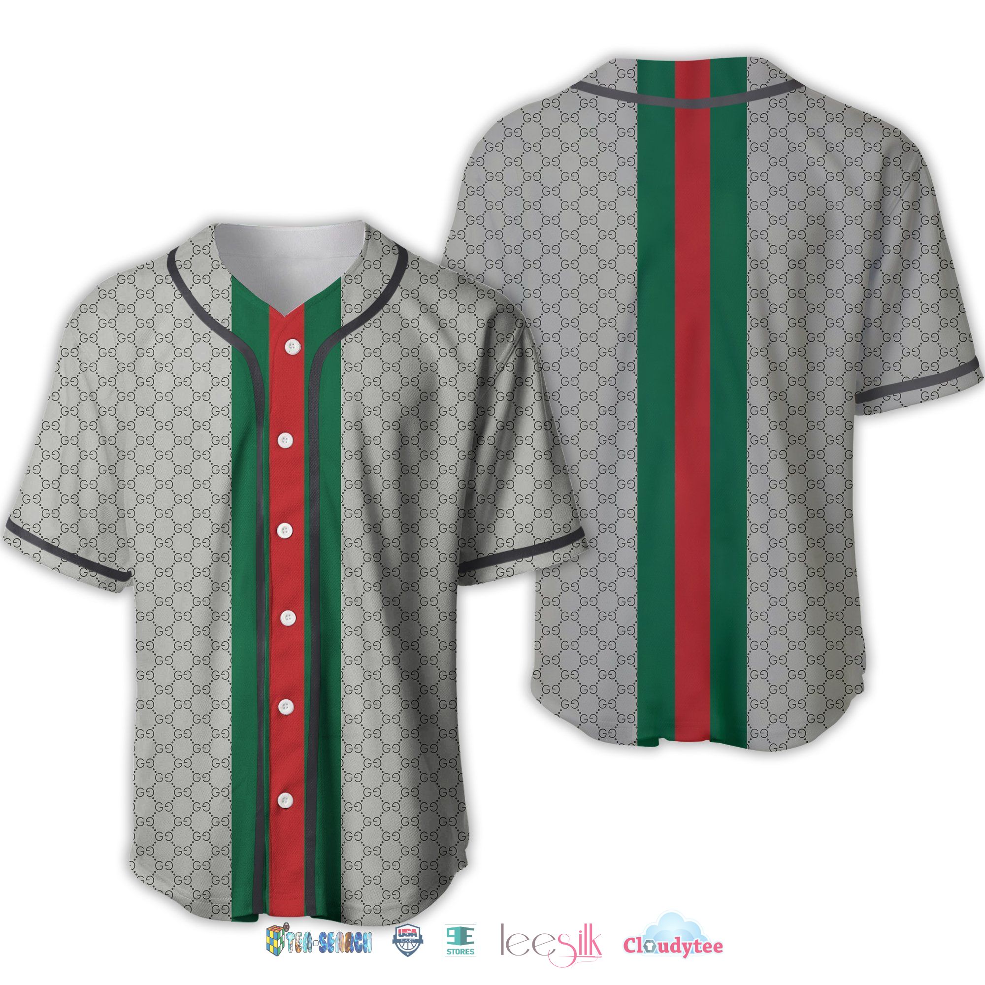 Gucci Grey Baseball Jersey Shirt Gucci Grey Baseball Jersey Shirt