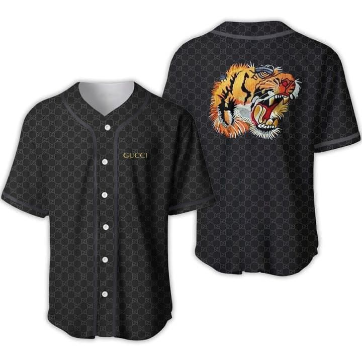 Gucci Tiger Black Baseball Jersey Gucci Tiger Black Baseball Jersey