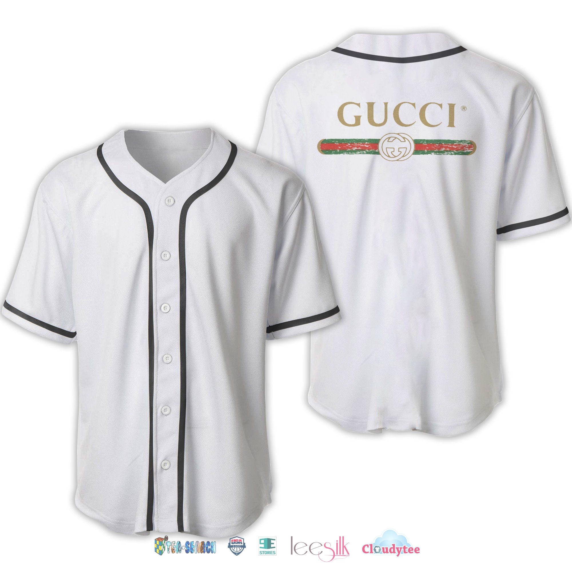 Gucci White Baseball Jersey Shirt Gucci White Baseball Jersey Shirt