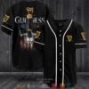 Guinness Beer Us Flag Skull Black Baseball Jersey