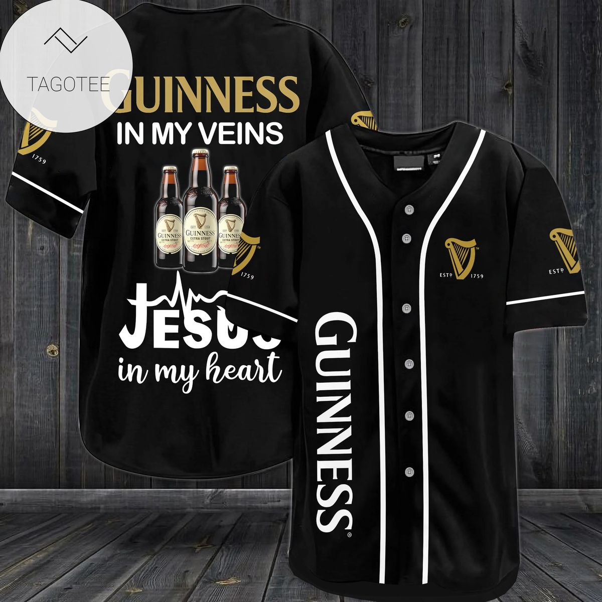 Guinness In My Veins Jesus In My Heart Baseball Jersey Shirt Guinness In My Veins Jesus In My Heart Baseball Jersey Shirt