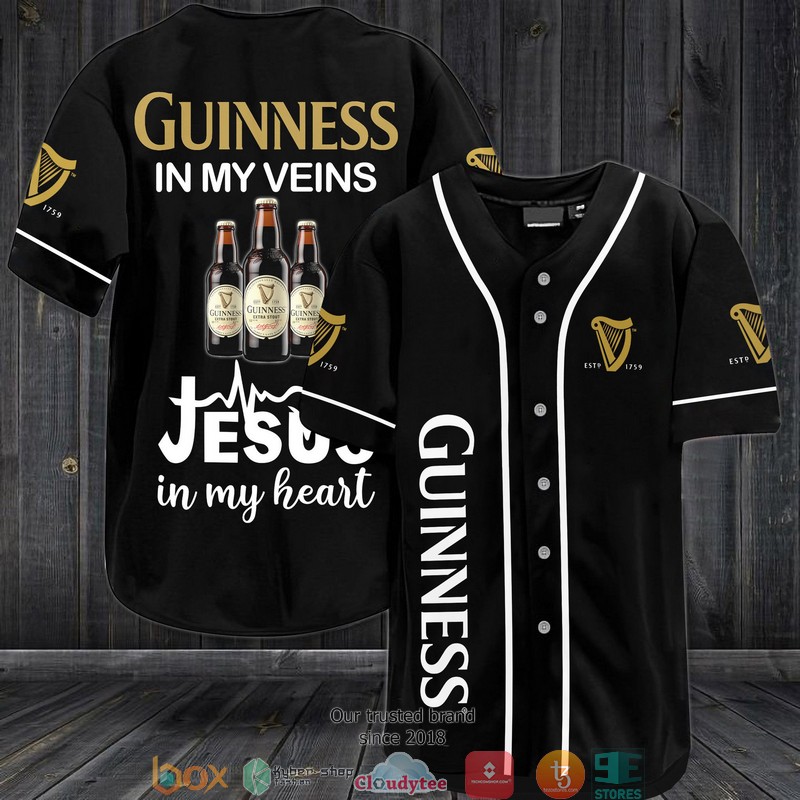 Guinness In My Veins Jesus In My Heart Baseball Jersey Guinness In My Veins Jesus In My Heart Baseball Jersey