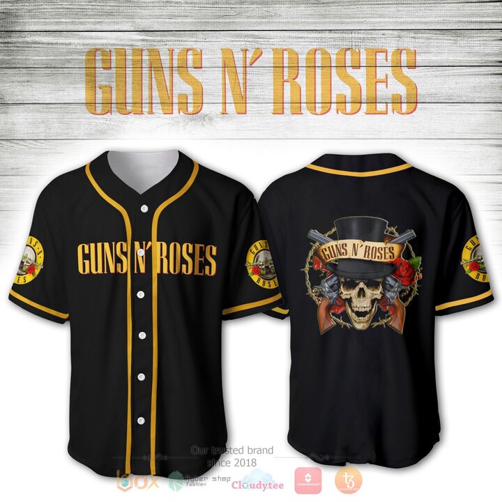 Guns N’ Roses Skull With Guns Baseball Jersey Shirt Guns N’ Roses Skull With Guns Baseball Jersey Shirt