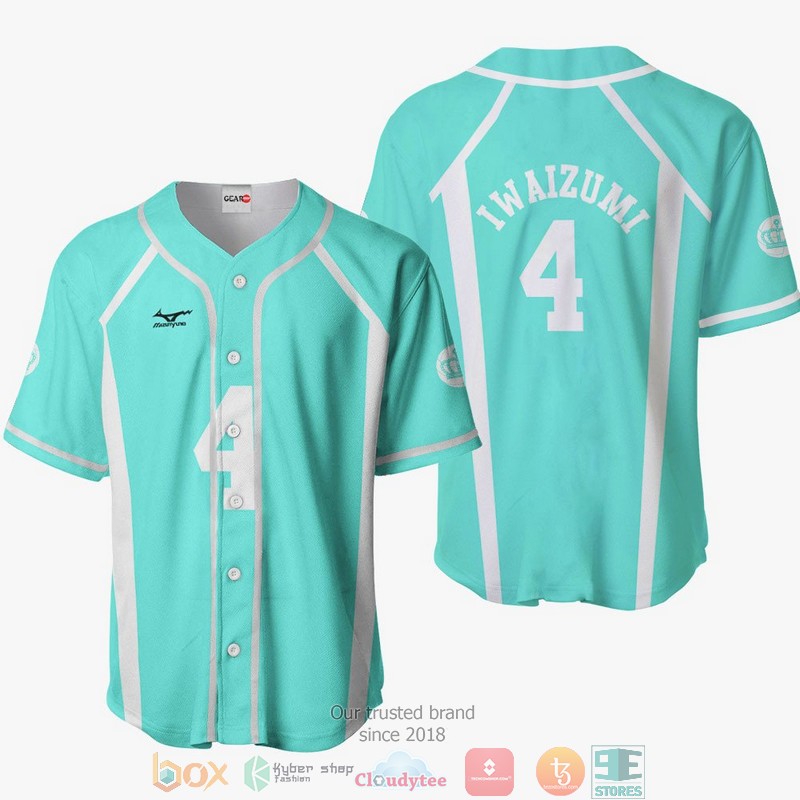 Hajime Iwaizumi Haikyuu Cyan Blue Baseball Jersey Shirt Hajime Iwaizumi Haikyuu Cyan Blue Baseball Jersey Shirt