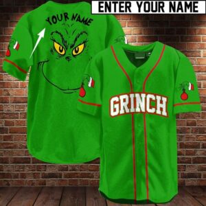 Halloween Grinch Custom Name Baseball Jersey Shirt