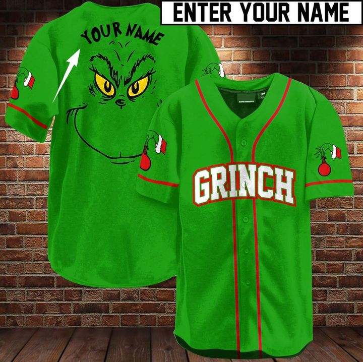 Halloween Grinch Custom Name Baseball Jersey Shirt Halloween Grinch Custom Name Baseball Jersey Shirt