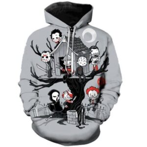 Halloween Horror Characters Cartoon Art 3D Printed Hoodie/Zipper Hoodie - b1d743a44ab3