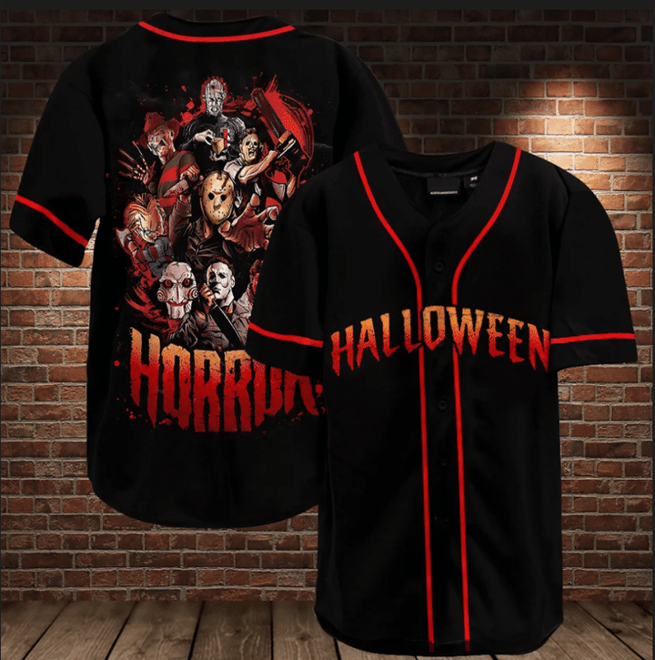 Halloween Horror Charaters Custom Name Baseball Jersey Shirt Halloween Horror Charaters Custom Name Baseball Jersey Shirt