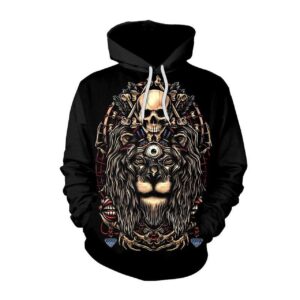 Halloween Lion And Skull Print 3D Printed Hoodie/Zipper Hoodie - e8f7f582e3e9