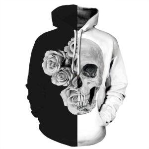 Halloween Skull And Rose 3D Printed Hoodie/Zipper Hoodie - 8c447b351a6d