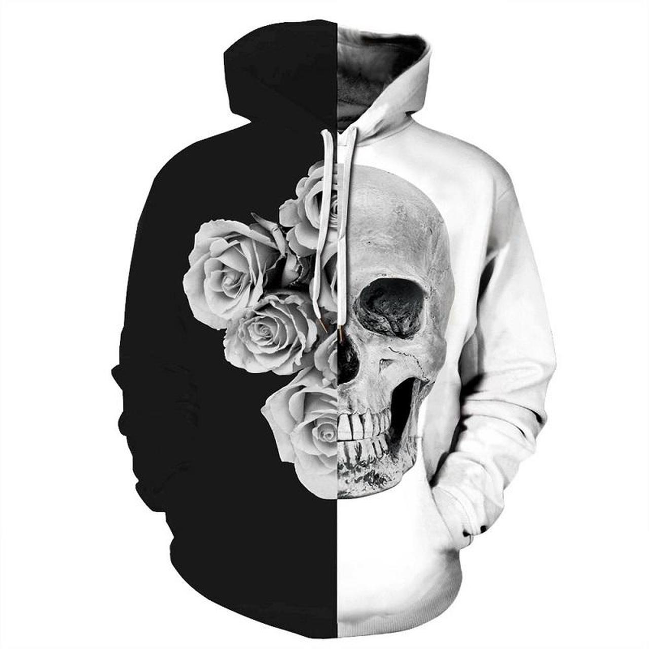 Halloween Skull And Rose 3D Printed Hoodie/Zipper Hoodie - 8c447b351a6d Halloween Skull And Rose 3D Printed Hoodie/Zipper Hoodie - 8c447b351a6d