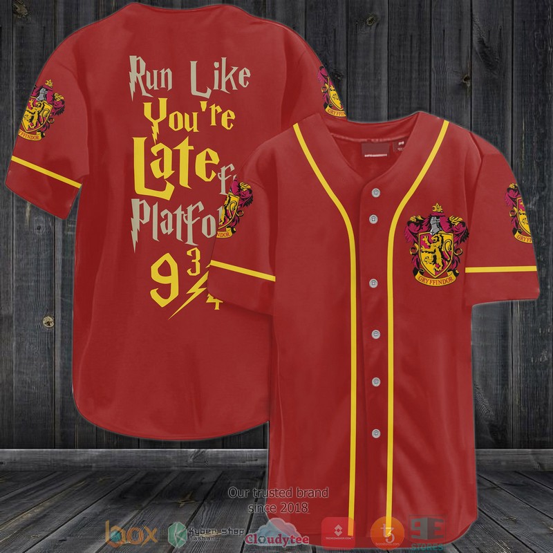 Harry Potter Run Like You’Re Late For Platform 9 3-4 Gryffindor Red Baseball Jersey Harry Potter Run Like You’Re Late For Platform 9 3-4 Gryffindor Red Baseball Jersey