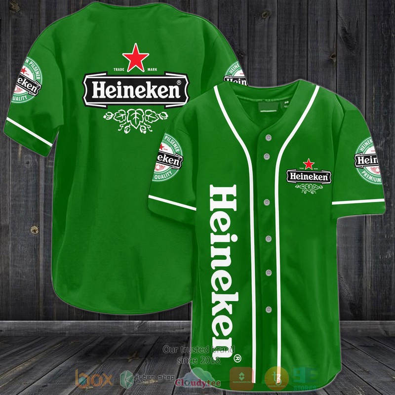 Heineken Beer Green Baseball Jersey Heineken Beer Green Baseball Jersey