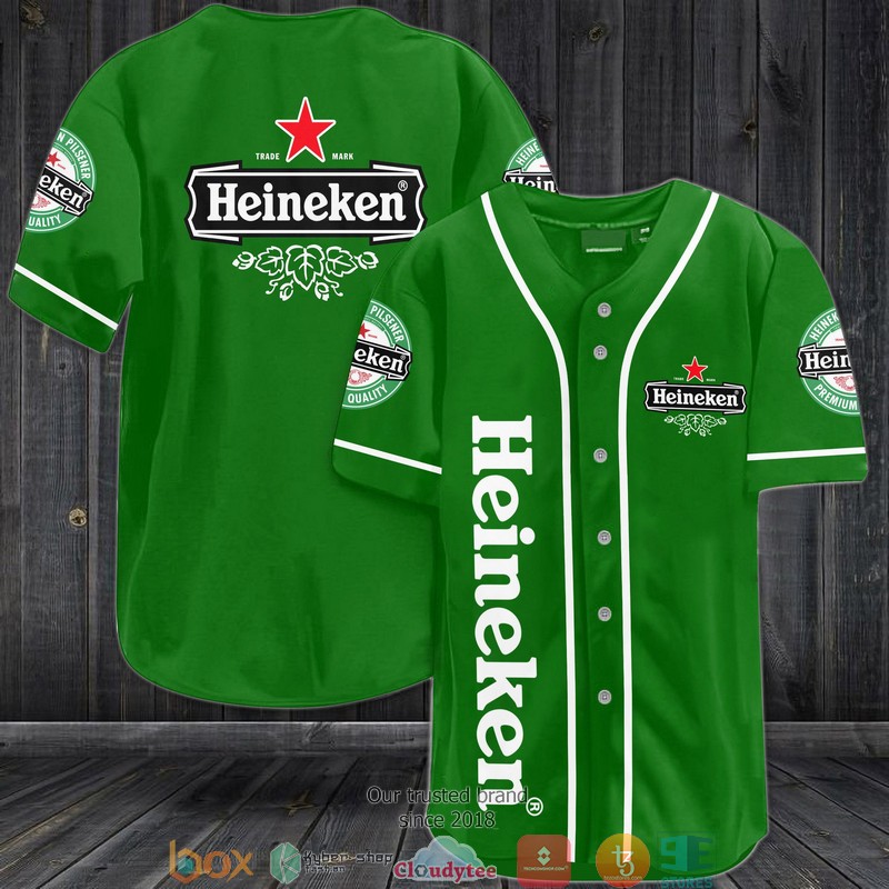 Heineken Beer Green Baseball Jersey Heineken Beer Green Baseball Jersey