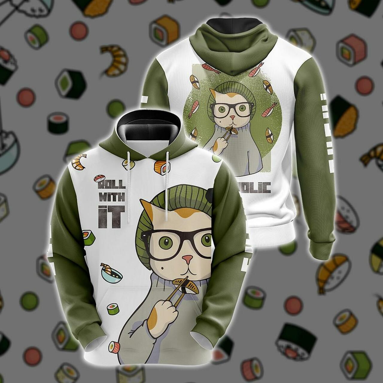 Hipster Cat Sushi Unisex 3D Hoodie All Over Print Hoodie1825 - 991df1fcd1b4 Hipster Cat Sushi Unisex 3D Hoodie All Over Print Hoodie1825 - 991df1fcd1b4