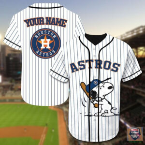 Houston Astros Snoopy Custom Name Baseball Jersey
