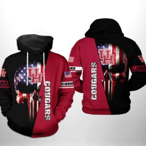 Houston Cougars NCAA US Flag Skull 3D Printed Hoodie/Zipper Hoodie - 1550ef9c3e14