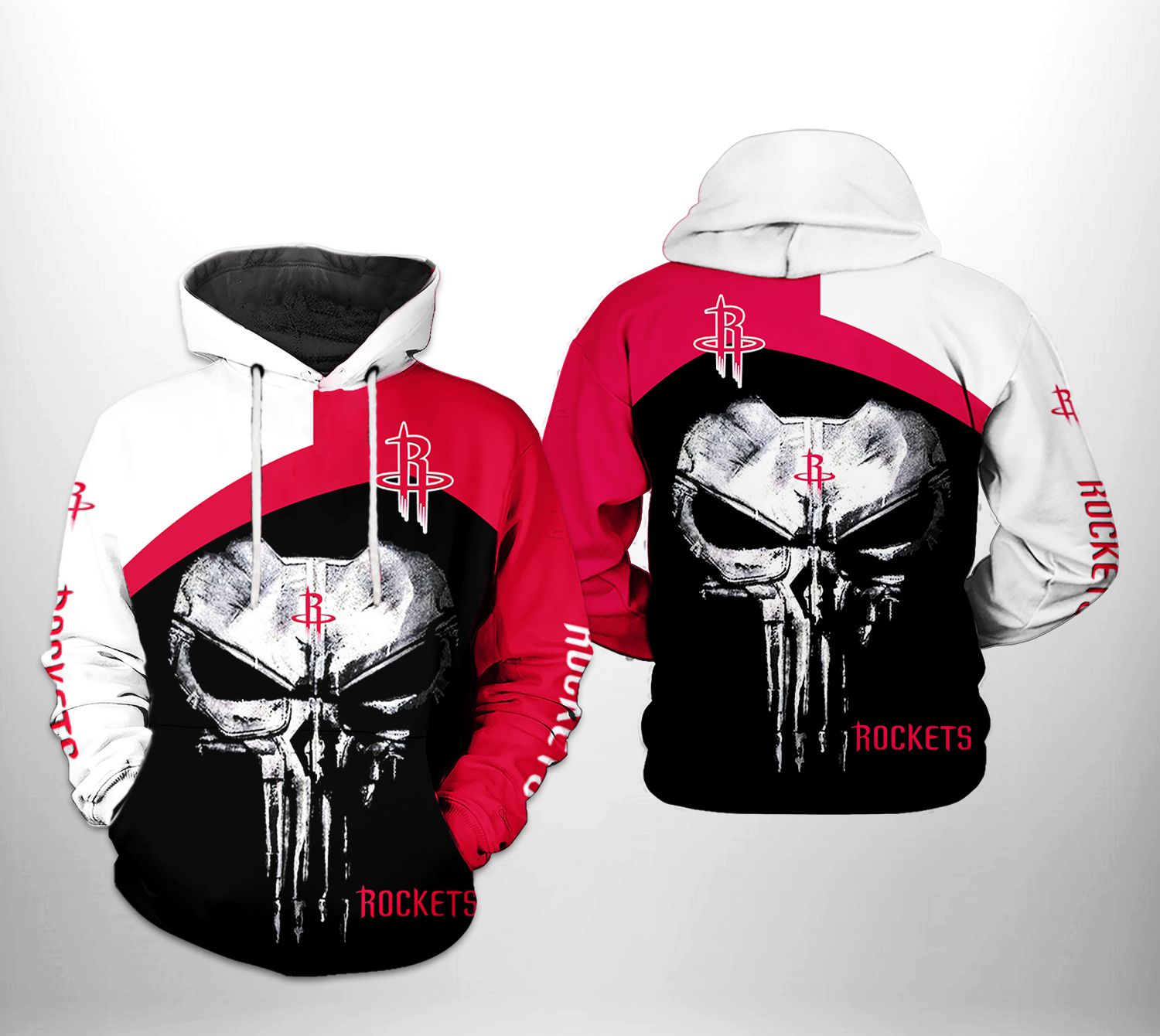Houston Rockets NBA Skull Punisher Team 3D Printed Hoodie/Zipper Hoodie - 14c5148ed68a Houston Rockets NBA Skull Punisher Team 3D Printed Hoodie/Zipper Hoodie - 14c5148ed68a