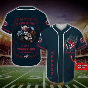 Houston Texans Mascot Nfl Custom Name Baseball Jersey