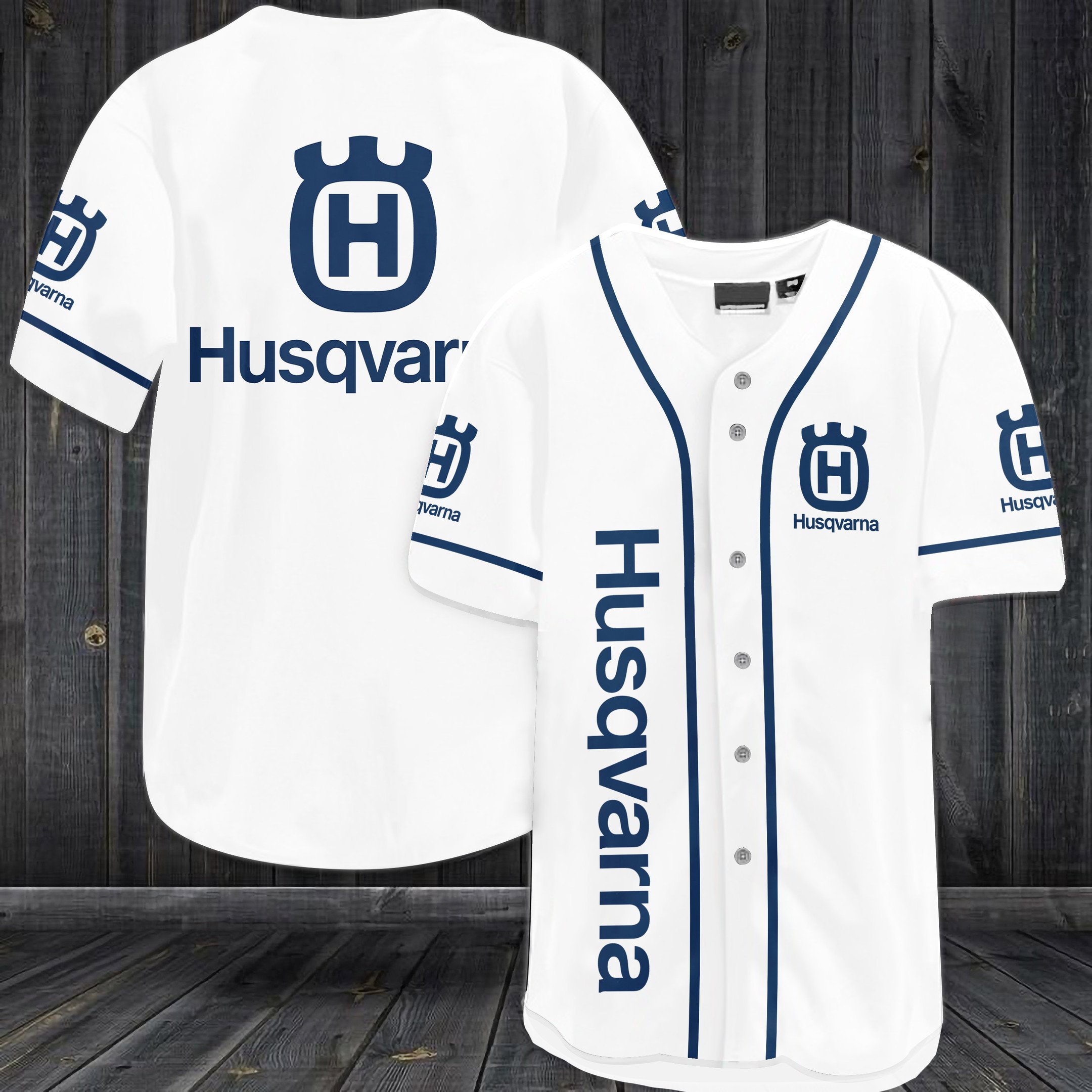 Husqvarna Group White Baseball Jersey Husqvarna Group White Baseball Jersey