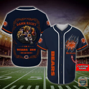 I Am A Chicago Bears Fan Custom Name Baseball Jersey Shirt