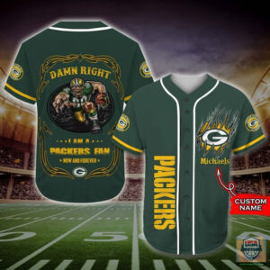 I Am A Green Bay Packers Fan Custom Name Baseball Jersey Shirt