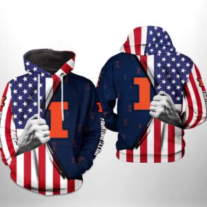 Illinois Fighting Illini NCAA US Flag 3D Printed Hoodie/Zipper Hoodie - 7d54cb271c24