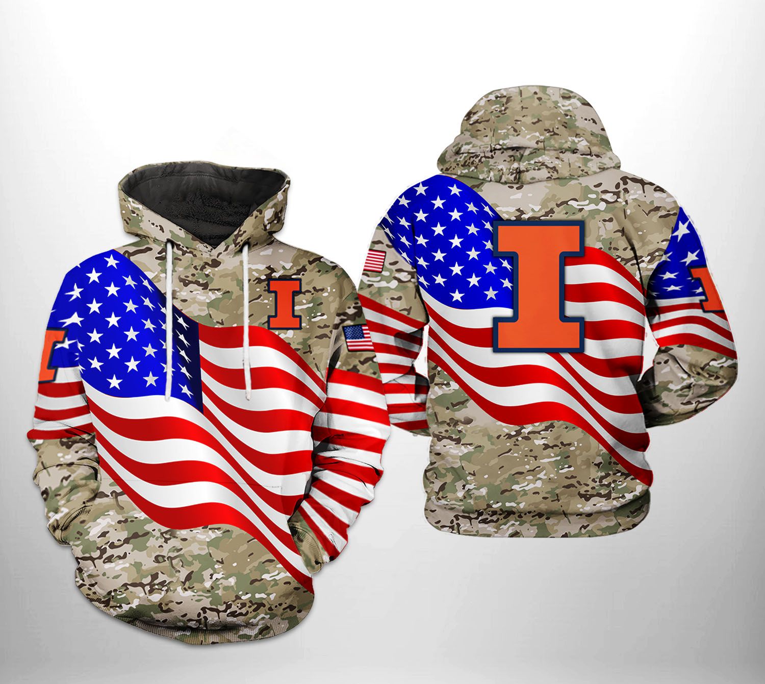 Illinois Fighting Illini NCAA US Flag Camo Veteran 3D Printed Hoodie/Zipper Hoodie - 80a2040b700a Illinois Fighting Illini NCAA US Flag Camo Veteran 3D Printed Hoodie/Zipper Hoodie - 80a2040b700a